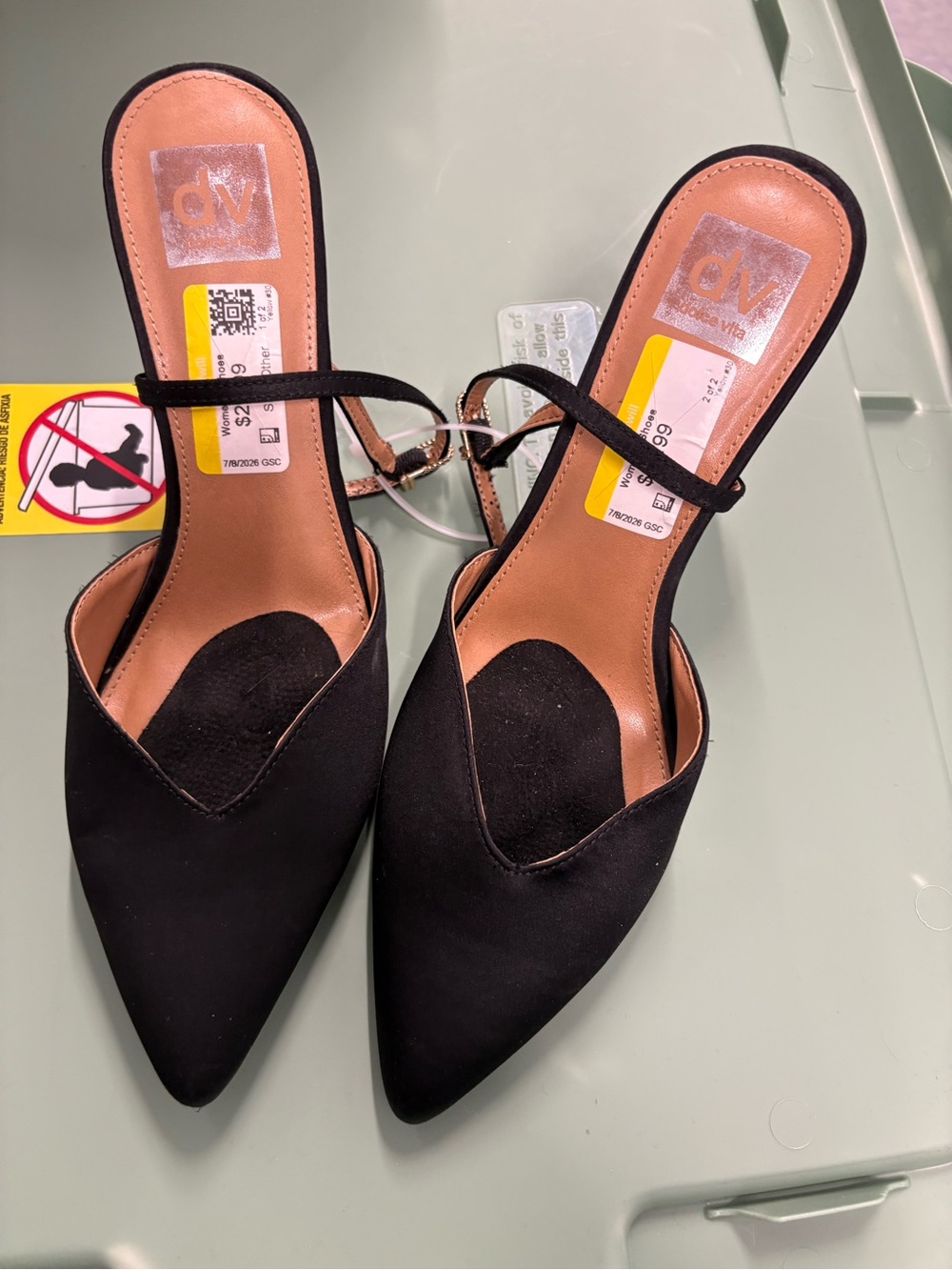 DV by Dolce Vita Black Pointed Slingback Mules